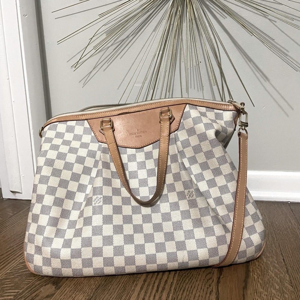 Authentic Louis Vuitton Azur Damier Canvas Siracusa GM Bag